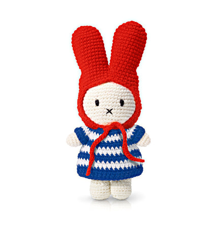 Crochet Miffy with Blue Striped Dress + Red Hat