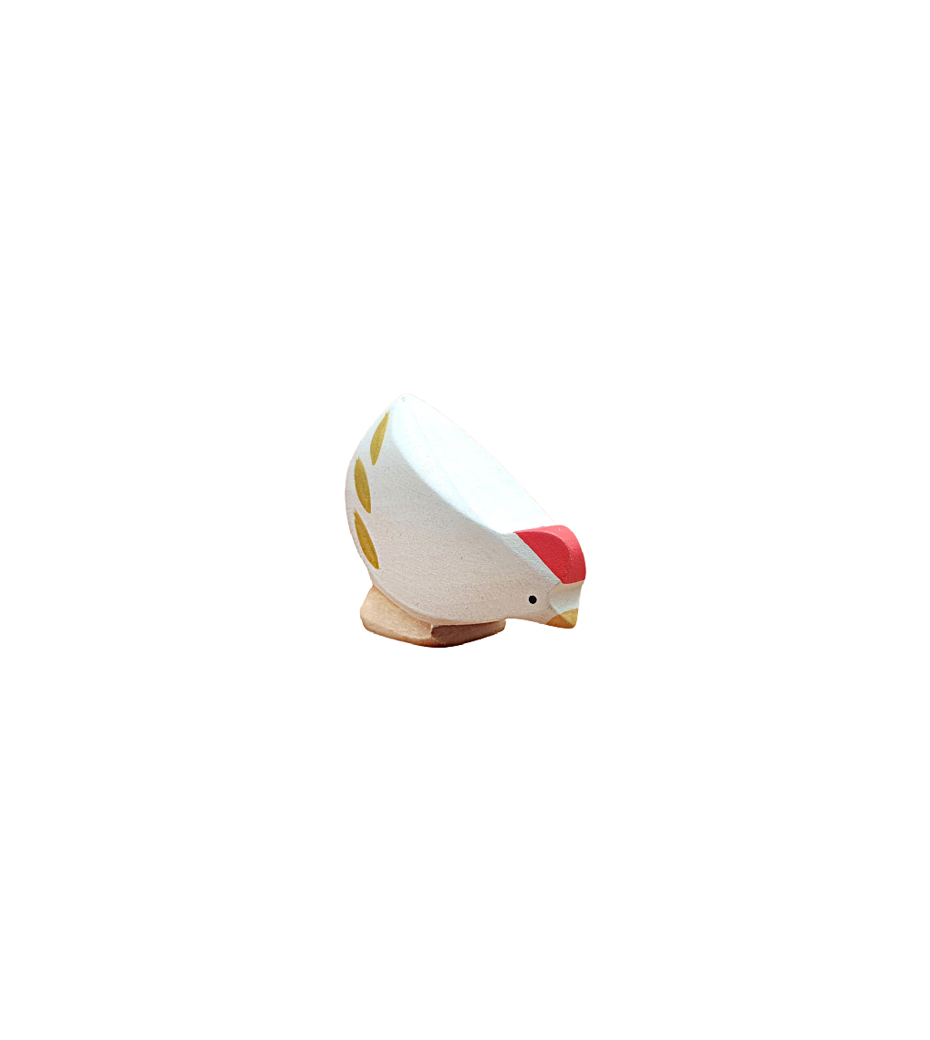 Brin d’Ours Wooden White Hen - Eating