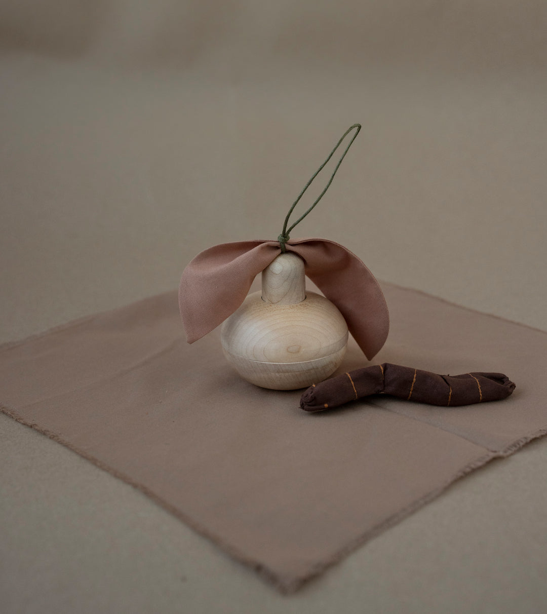 Natural Wooden Pear with Little Friend