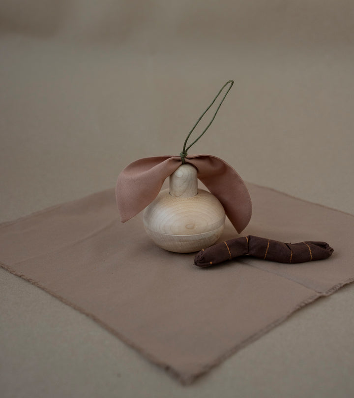 Natural Wooden Pear with Little Friend