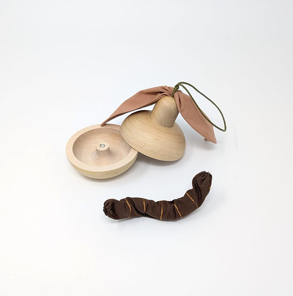 Natural Wooden Pear with Little Friend