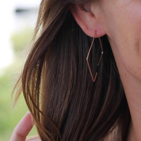 Hammered Square Threader Earrings