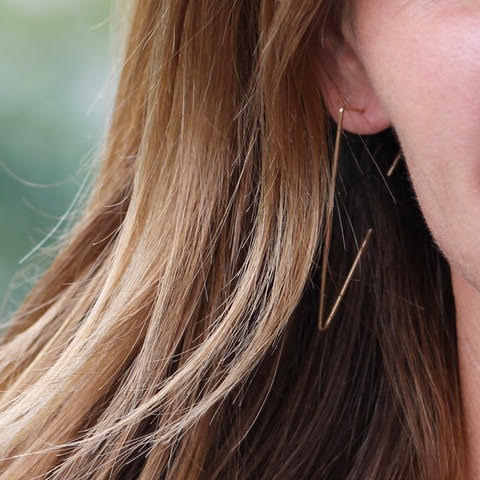 Hammered Triangle Threader Earrings