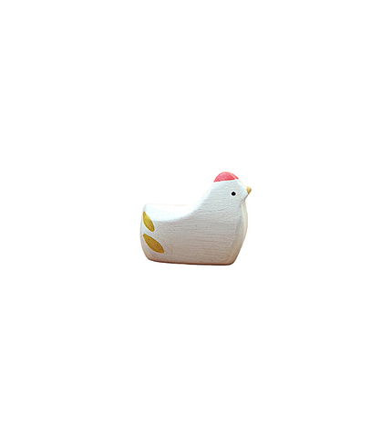 Brin d’Ours Wooden White Hen - Sitting